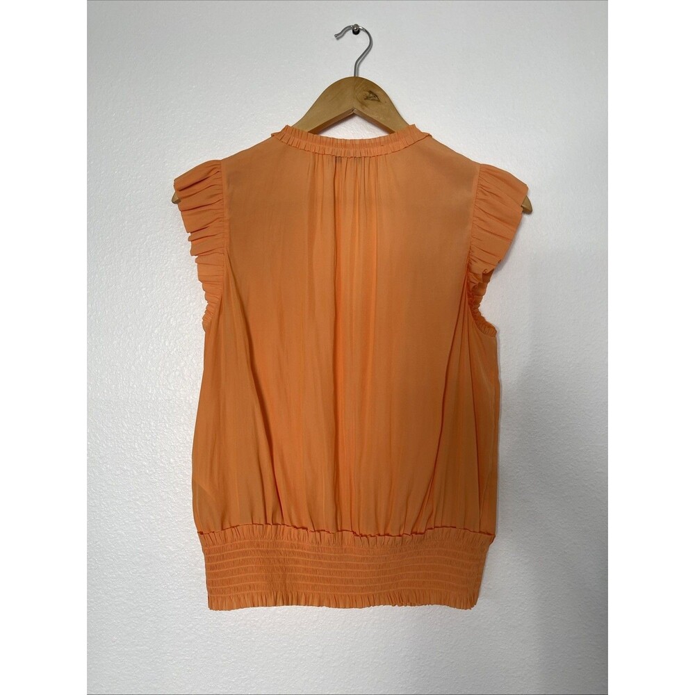 Evereve Orange Smocked Waist Flutter Sleeve Sleeveless Women’s Blouse Size S - Picture 5 of 5
